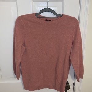 3/4 length sleeve pink cashmere sweater